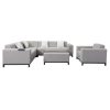 Sofa ngoài trời khung nhôm, thiết kế góc L, nệm vải chống nước
