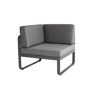 Ghế góc sofa ngoài trời khung nhôm, nệm dày màu ghi