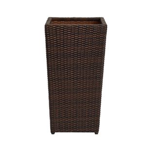 Chậu giả mây ngoài trời hình vuông đứng, phù hợp trang trí sân vườn