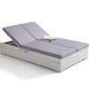 Giường tắm nắng sân vườn hiện đại, 2 chỗ, nệm dày màu xám nhạt