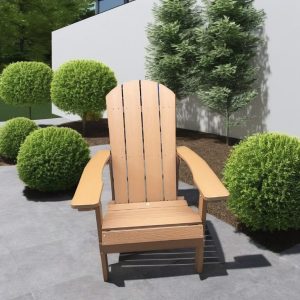 Ghế Adirondack ngoài trời màu vân gỗ, thiết kế lưng cao hiện đại
