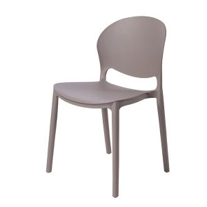 Ghế nhựa ngoài trời màu xám, thiết kế tối giản, dễ vệ sinh