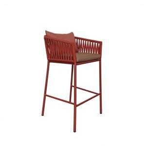Ghế bar ngoài trời khung nhôm dây rope, góc nghiêng sang trọng