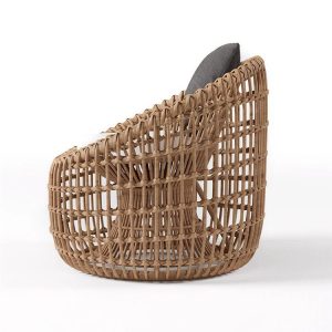 Ghế giả mây ngoài trời nhìn ngang, thiết kế bo tròn độc đáo