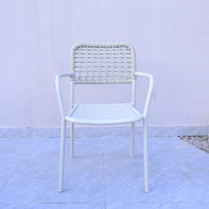 Ghế nhôm ngoài trời đan dây rope nhìn trực diện