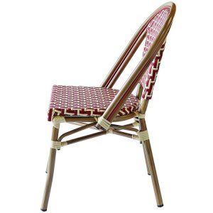 Ghế sân vườn đan dây nhựa, khung nhôm giả gỗ, góc nhìn ngang