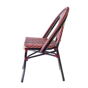 Ghế giả mây ngoài trời nhìn ngang, không tay vịn, khung nhôm sơn giả tre
