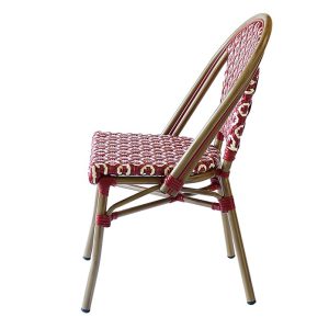 Ghế sân vườn nhôm đan dây nhựa nhìn ngang, thiết kế thanh mảnh