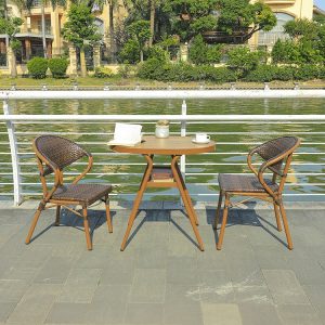 Bộ bàn ghế sân vườn 2 ghế 1 bàn tròn, phong cách hiện đại, thích hợp ban công