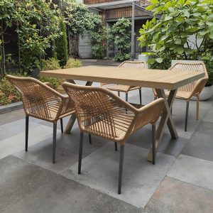 Bộ bàn ghế giả mây ngoài trời, phù hợp sân vườn biệt thự