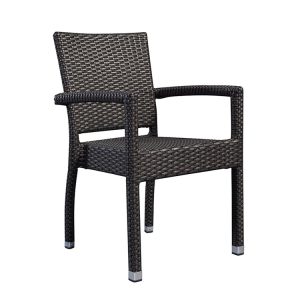 Ghế đơn nhựa giả mây khung nhôm, thiết kế hiện đại, màu nâu đen