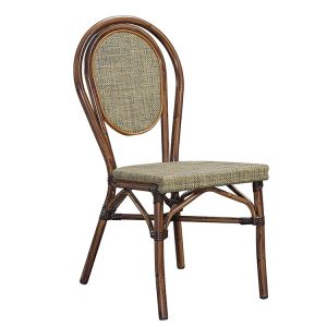 Ghế cafe sân vườn nhôm giả tre, góc nghiêng hiện đại