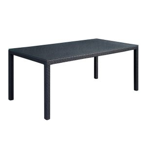 Bàn chữ nhật nhựa giả mây ngoài trời, khung nhôm chắc chắn