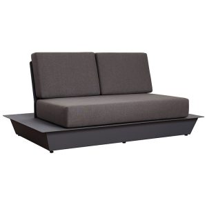Sofa đôi ngoài trời khung nhôm, nệm dày màu xám đậm
