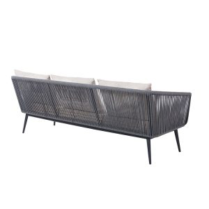 Mặt sau sofa 3 chỗ dây rope đan tay chắc chắn, khung nhôm bền đẹp