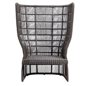 Ghế đơn ngoài trời khung kim loại đan nhựa giả mây nhìn trực diện