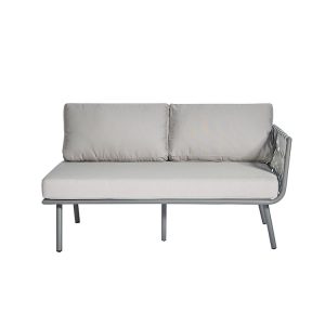 Ghế sofa đôi ngoài trời khung nhôm dây đan, nệm dày màu ghi