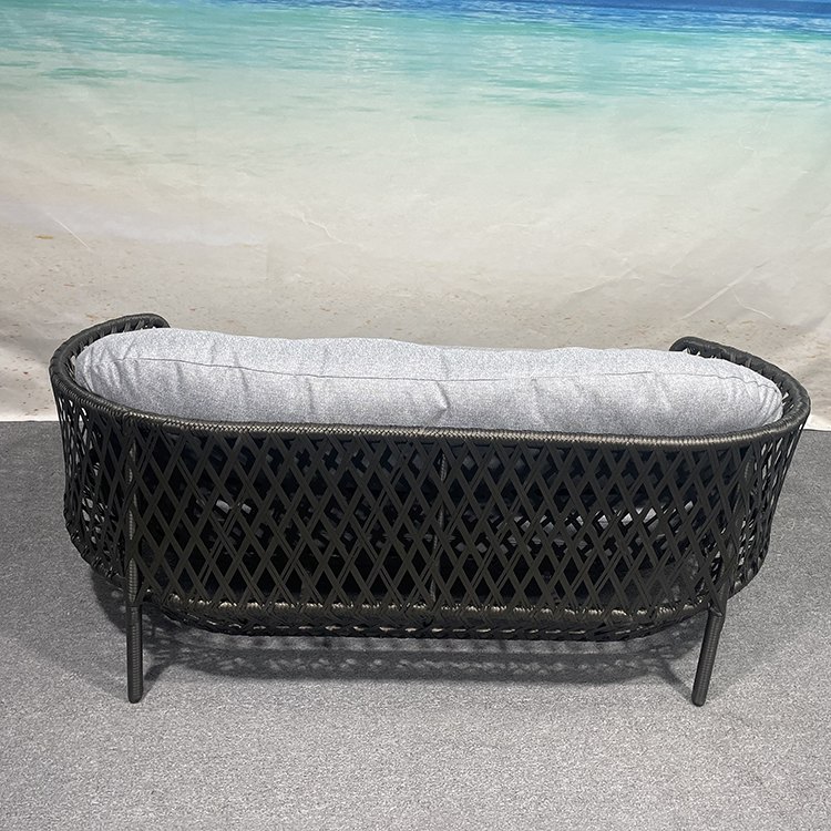Mặt sau sofa đôi sân vườn đan tay thủ công, khung nhôm sơn tĩnh điện