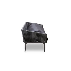 Góc nhìn ngang sofa đôi dây rope ngoài trời, thiết kế chắc chắn