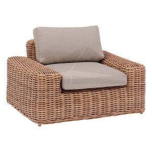 Ghế đơn sofa sân vườn nhựa giả mây, nệm lót dày màu ghi