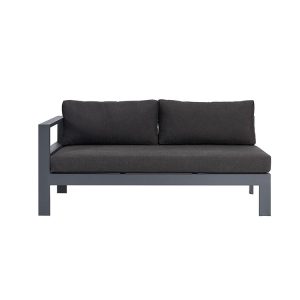 Sofa đôi ngoài trời khung nhôm, nệm dày màu ghi đen sang trọng