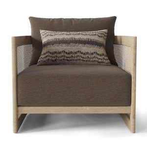 Góc nhìn trực diện ghế đơn sofa sân vườn, nệm và gối tựa êm ái