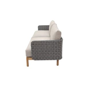 Góc nhìn ngang sofa ngoài trời dây đan, nệm dày êm ái
