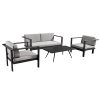 Bộ sofa ngoài trời 4 món khung nhôm, phối cảnh tổng thể