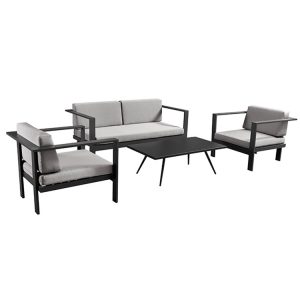 Bộ sofa ngoài trời 4 món khung nhôm, phối cảnh tổng thể