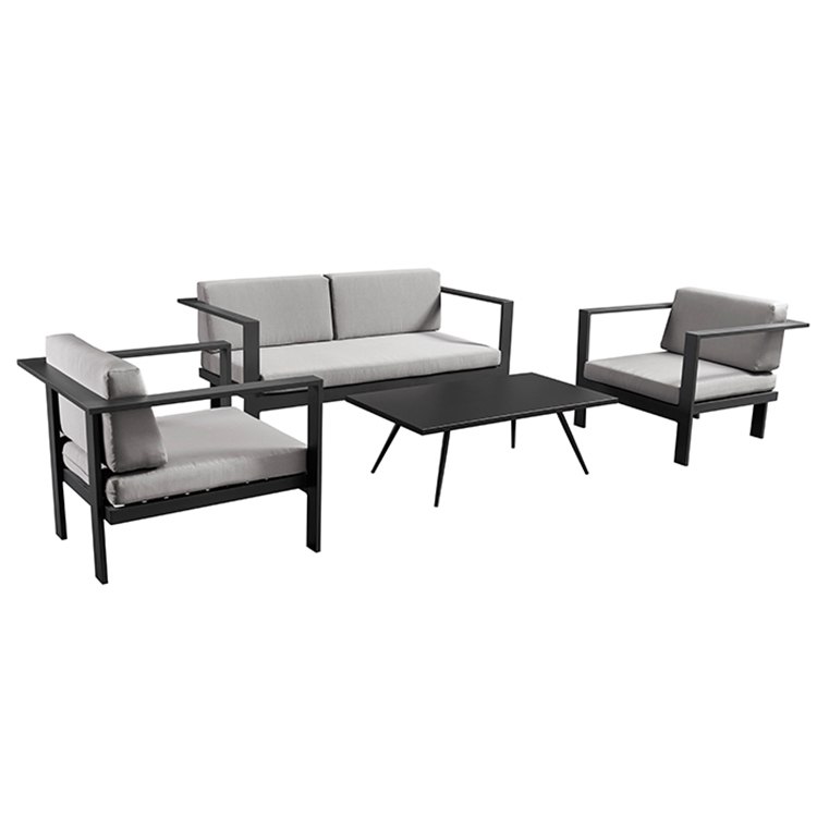 Bộ sofa ngoài trời 4 món khung nhôm, phối cảnh tổng thể