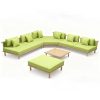 Ảnh sản phẩm bộ sofa sân vườn góc L màu xanh lá trên nền trắng, rõ chi tiết từng món