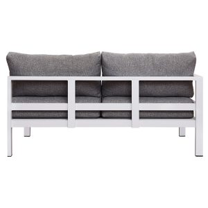 Mặt sau sofa nhôm trắng, nệm dày màu ghi xám sang trọng