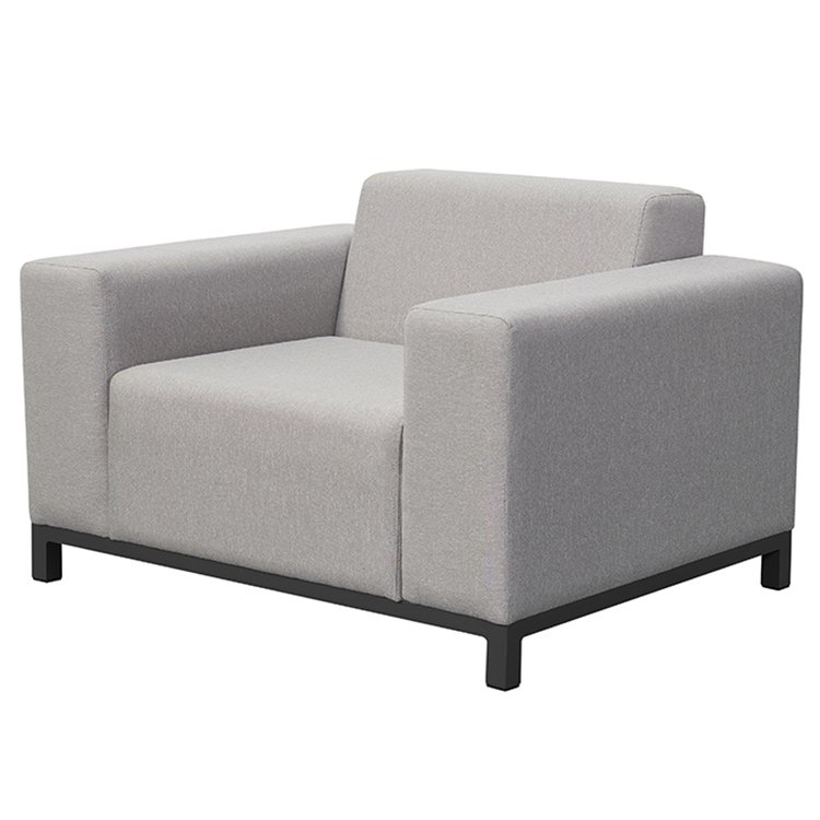 Ghế đơn sofa ngoài trời khung nhôm, nệm dày màu ghi