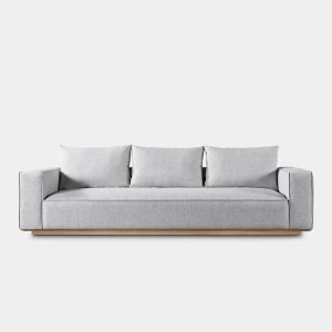 Sofa băng dài ngoài trời màu xám nhạt, phong cách tối giản hiện đại