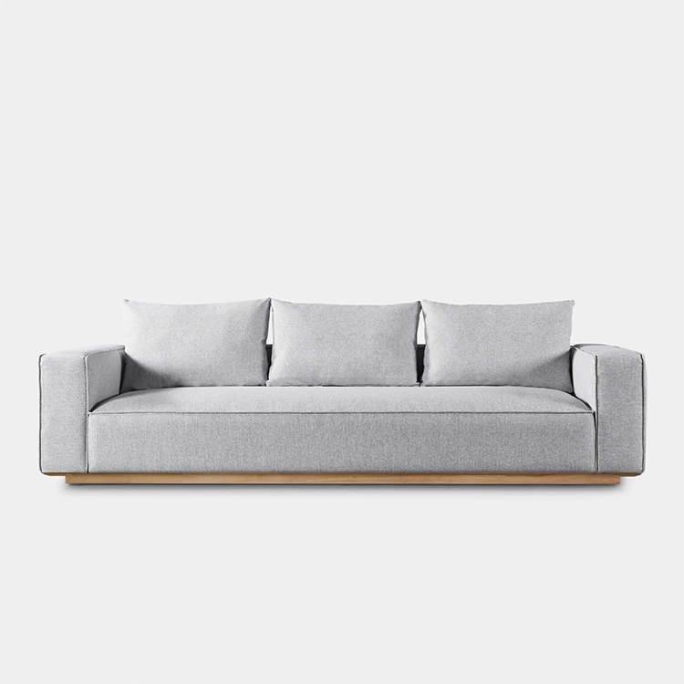 Sofa băng dài ngoài trời màu xám nhạt, phong cách tối giản hiện đại