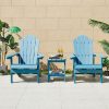 Bộ 2 ghế Adirondack và bàn trà vuông ngoài trời, màu xanh dương nổi bật