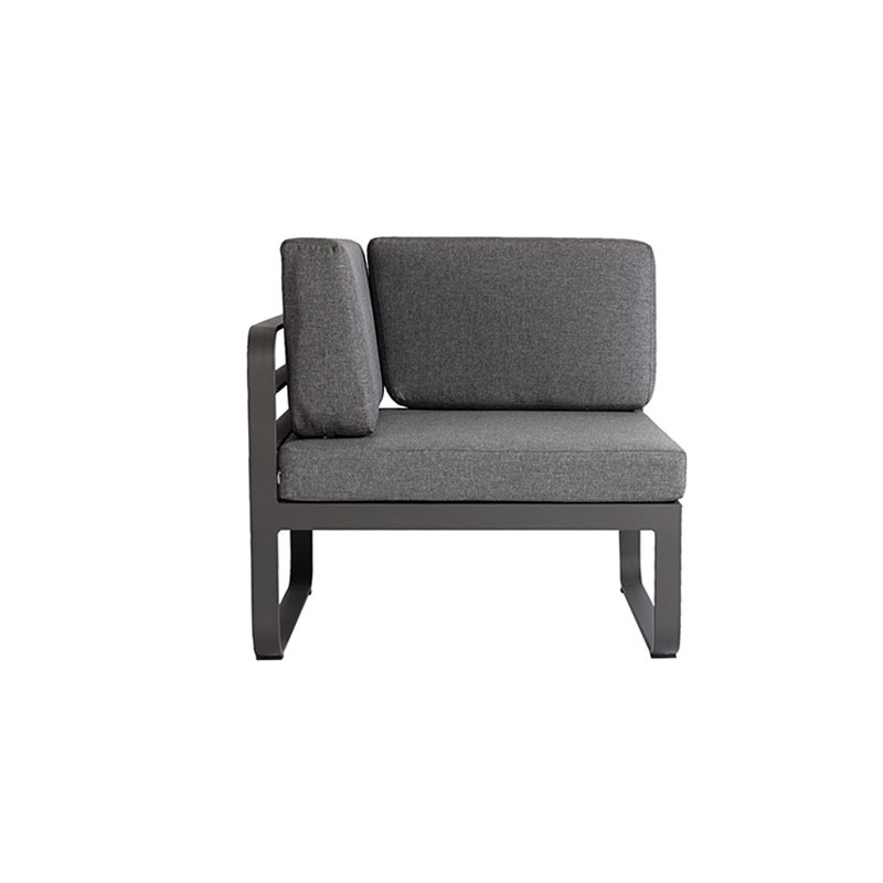 Ghế đơn sofa sân vườn khung nhôm, nệm tựa màu ghi