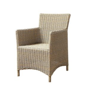 Ghế cafe sân vườn nhựa giả mây màu nâu vàng, không nệm, nền trắng