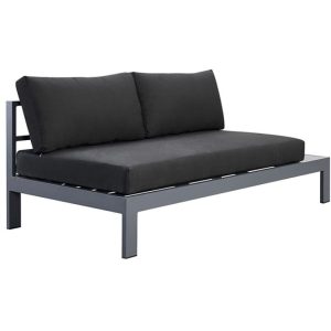 Sofa đôi ngoài trời nhôm sơn tĩnh điện, nệm dày màu đen