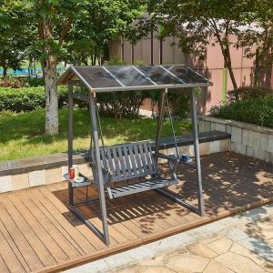 Xích đu sân vườn khung nhôm, không có nệm, nan ghế bằng nhôm, phù hợp ngoài trời
