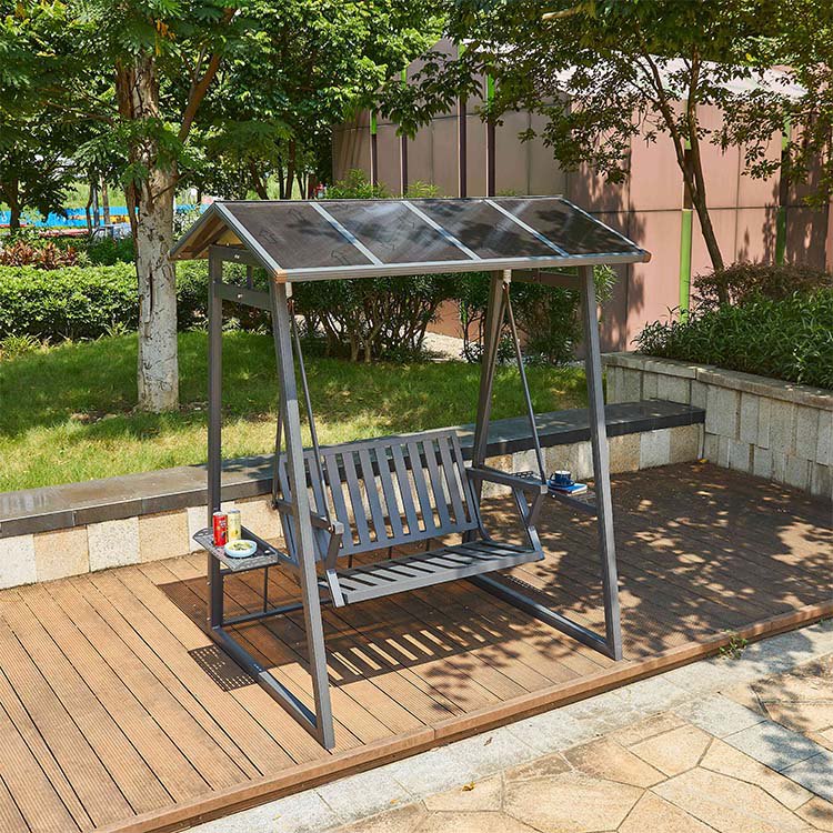 Xích đu sân vườn khung nhôm, không có nệm, nan ghế bằng nhôm, phù hợp ngoài trời