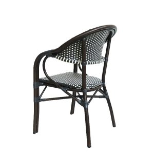 Mặt sau ghế sân vườn nhôm đan giả mây, thiết kế chắc chắn
