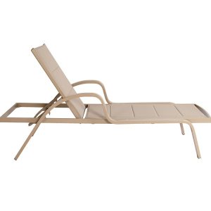 Ghế sun lounger khung nhôm sơn tĩnh điện, bề mặt lưới textilene màu be
