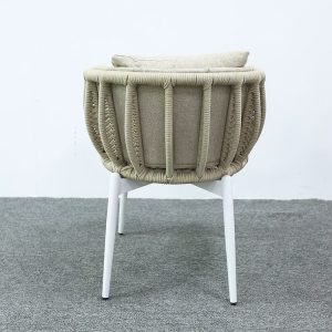 Mặt sau ghế sân vườn nhôm đan dây rope, thiết kế bo tròn