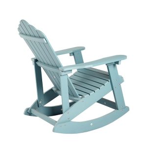 Ghế bập bênh ngoài trời xanh lam nhựa giả gỗ nhìn chéo sau