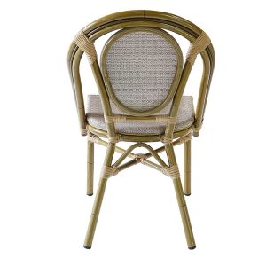 Ghế sân vườn nhìn từ phía sau, khung nhôm giả tre bền đẹp