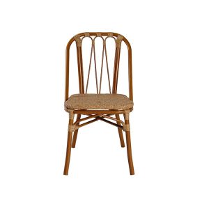 Ghế nhôm giả tre ngoài trời, chụp trực diện mặt trước, phong cách hiện đại