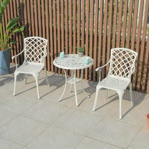 Bộ bàn ghế nhôm đúc sân vườn 3 món, phù hợp ban công nhỏ