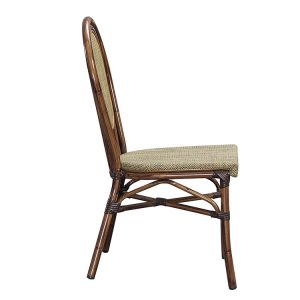 Ghế ngoài trời nhôm giả tre, nhìn ngang mặt ghế rộng rãi
