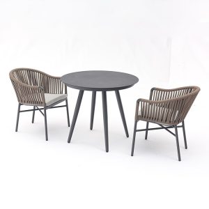 Bộ bàn tròn nhỏ 2 ghế đan dây rope, phù hợp cafe sân vườn, ban công